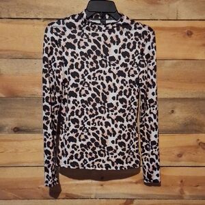 NWOT SHEIN Fitted Leopard Print Long Sleeve Blouse